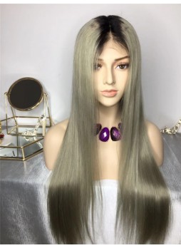 2-3 days  Full lace wig pre plucked hair line baby hair 100% human hair 8A + quality straight ombre 1b/sliver color
